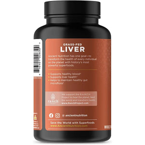 Ancient Nutrition Organ Supplements, Grass-Fed and Wild Organ Complex Capsules, Beef & Lamb Liver, Supports Healthy Blood, Gut, and Liver, 180 Ct
