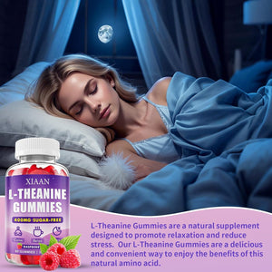 L-Theanine Gummies for Kids & Adults, L'Theanine 400Mg Chewable L Theanine Supplement for Calm, Zzz & Relaxation Support, Vegan, Organic, Raspberry Flavor, 60 Counts