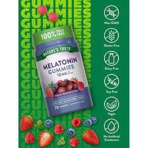 Nature'S Truth Melatonin 10Mg Gummies | 70 Count | Berry Flavor | Vegan, Non-Gmo, and Gluten Free Supplement