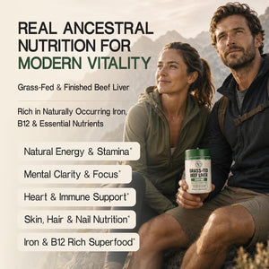 Grass Fed Beef Liver Capsules 3000Mg Desiccated Liver Supplement 100% Pasture Raised & Freeze Dried Natural Iron, Vitamin a & B12 for Energy Non-Gmo, No Fillers 180 Count