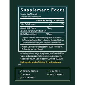 Gaia Herbs Liver Health - Supplement with Milk Thistle, Turmeric Root, Schisandra & Licorice Root for Liver & Cleanse Support* - 60 Vegan Liquid Phyto-Caps (60 Servings)