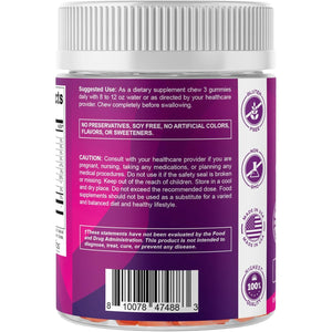 Vitamatic Prebiotic Fiber Gummies for Adults, 7G Extra Strength, Zero Sugar Added, 240 Pectin Based Gummies, Digestive Health & Regularity Support