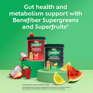 Benefiber Prebiotic GLP-1 Friendly Fiber + Supergreens Dietary Supplement Powder, Watermelon Lemonade Flavor, 8.8 Oz (250G)