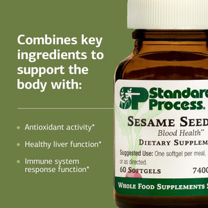 Standard Process Sesame Seed Oil - Blood Health Support Supplement - Formula Aids Healthy Immune System Response & Function - Support Healthy Liver Function - 60 Softgels