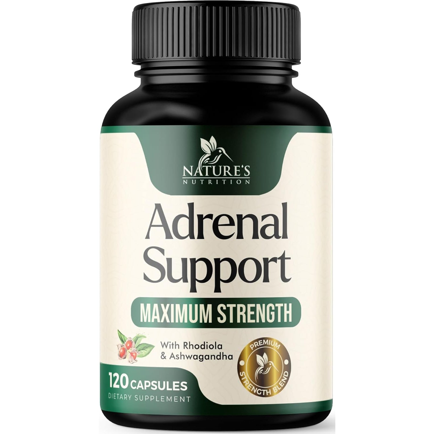 Nature'S Nutrition Adrenal Support Supplements Cortex Complex, Best Energy Supplement, Supports Health & Energy Levels, Daily Ashwagandha for Women & Men, Supports Immune System, 120 Capsules
