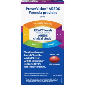 Preservision AREDS Eye Vitamins, #1 Eye Doctor Recommended Brand, Multivitamin with Copper, Vitamin A, C & E, Zinc Supplements, 120 Softgels
