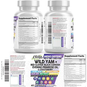 Clean Nutra Wild Yam Root Capsules with Red Clover Black Cohosh Evening Primrose Oil Chasteberry Dong Quai DIM Ashwagandha Grape Seed Extract Milk Thistle Lemon Balm and More Hormone Balance for Women