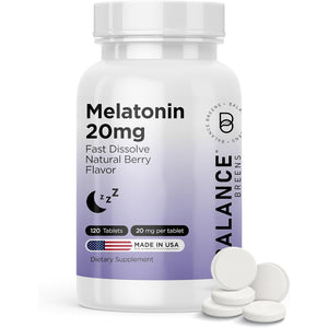 Melatonin 20Mg Fast Dissolve Tablets - High Potency, Fast Acting, Natural Sleep Support - Sleep Aids for Adults - Non-Groggy, Drug-Free Formula - 120 Sleeping Pills (120 Count (Pack of 1))