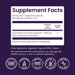 Healthy Origins Epicor 500 Mg, 150 Veggie Capsules - Featuring Clinically Studied Dried Yeast Fermentate - Supports Immune Function, Seasonal Wellness & Healthy Respiratory Health - 5 Month Supply