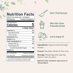 Micro Ingredients Organic Acacia Senegal Fiber Powder, 2 Lb | Instant Soluble Fiber | Plant-Based Prebiotic for Gut & Digestive Health | Non-Gmo, Gluten-Free, Vegan