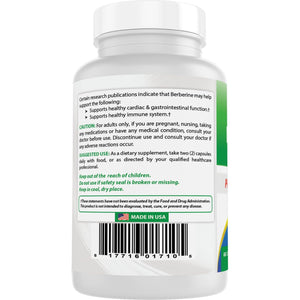 Best Naturals Berberine plus 1000Mg per Serving, (Non-Gmo) 60 Capsules - Contains Berberine HCL 1000Mg, Vitamin C 120Mg & Zinc Gluconate 30 Mg