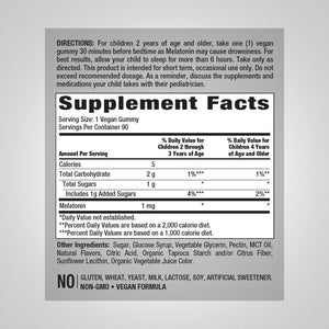 Piping Rock Kids Melatonin Gummies | 1Mg | 90 Count | Supplement for Children | Mixed Berry Flavor | Vegan, Non-Gmo, Gluten Free