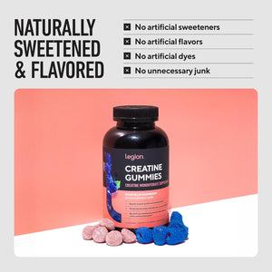LEGION Creatine Monohydrate Gummies for Men & Women – Clean Chewable Creatine Supplement for Strength, Endurance & Muscle Recovery – 30 Sour Watermelon Flavor Servings – No Artificial Flavors