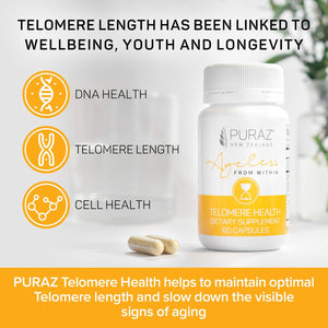 Telomere Supplements with Potent Astragalus Root Extract & Collagen - Advanced Formula for Telomere Lengthening, Anti-Aging Supplement, Longevity, DNA Repair & Antioxidant Defense - 60 Capsules