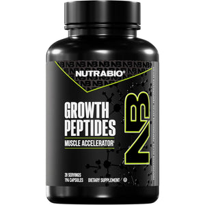 Nutrabio Growth Peptides |Muscle Accelerator with Dileucine & Peptistrong | Peptides for Muscle Growth Men & Women- 28 Servings- 196 Capsules