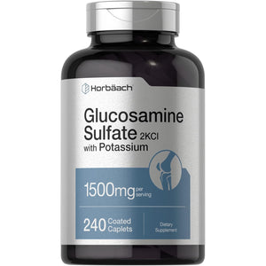 Horbäach Glucosamine Sulfate 1500Mg | 240 Caplets | 2KCI with Potassium | Non-Gmo and Gluten Free Supplement