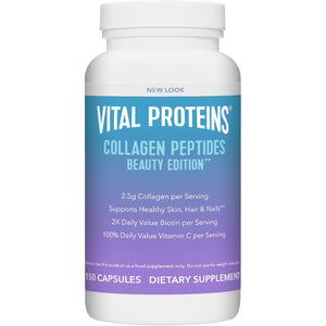 Vital Proteins Collagen Peptides Beauty Edition Capsules, 2.5G of Collagen per Serving with Biotin and Vitamin C, 30 Servings
