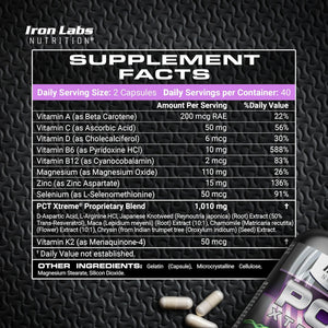 Iron Labs Nutrition PCT Xtreme - PCT Supplement for Men - 30 Day Course - Post Cycle Support Booster (80 Capsules)