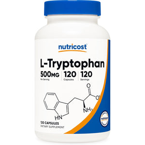 Nutricost L-Tryptophan 500Mg, 120 Capsules - with Bioperine, Gluten Free, Non-Gmo