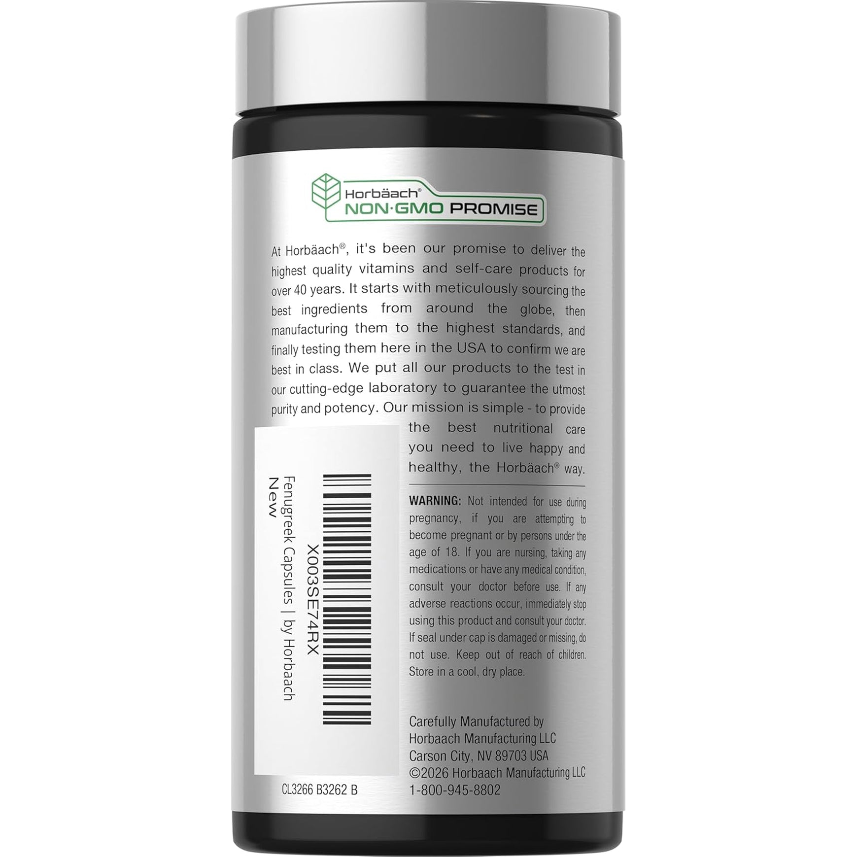 Horbäach Fenugreek Capsules | 150 Count | Non-Gmo & Gluten Free Extract | Fenugreek Seeds