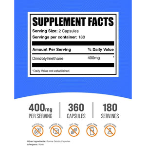 Bulksupplements.Com DIM Capsules - Diindolylmethane, DIM Supplement for Men & Women - Gluten Free, 2 Capsules per Serving, 360 Count (Pack of 1)