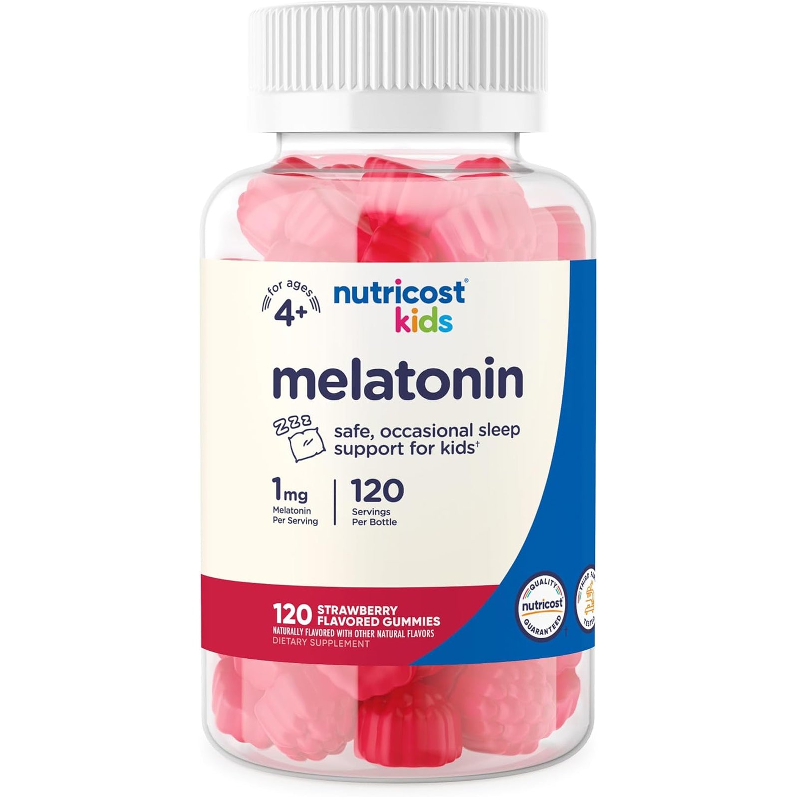 Nutricost Kids Melatonin Gummies 1Mg, 120 Gummies, Strawberry Flavored