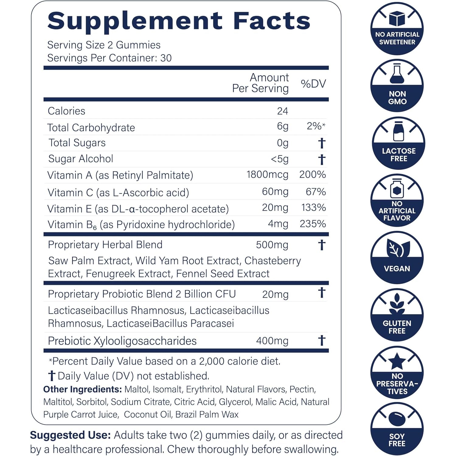 Bloom10 Breast Gummies for Women Bust Support & Health MAX Formula plus 2X Billion Probiotics 5X Herbal Supplements Fenugreek, Saw Palm, Wild Yam, 4X Vitamins for BBL Curves | Sugar-Free Vegan 60Ct