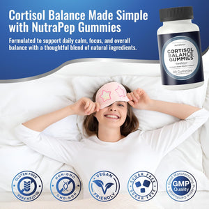 Nutrapep Cortisol Gummies for Women Men - 13-In-1 High Cortisol Reducer with Ashwagandha Magnesium L-Theanine Rhodiola Rosea - Daily Cortisol Detox Manager for Stress Focus Support - Vegan Sugar Free
