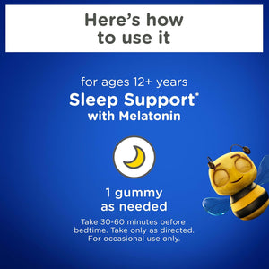 Zarbee'S Melatonin Gummies 3Mg Sleep Supplement to Promote Peaceful Sleep, Natural Mixed Fruit Flavor, Adults Gummy Age 12 Up, 60 Count