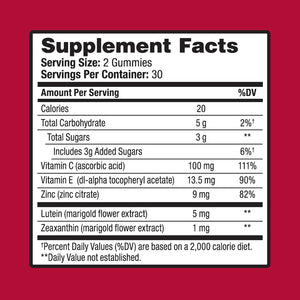 Ocuvite Eye Vitamin & Mineral Supplement, Gummy Multivitamin for Eyes, Zinc, Vitamin C & E, Lutein & Zeaxanthin Supplements for Vision Support for Adults, 60 Gummies