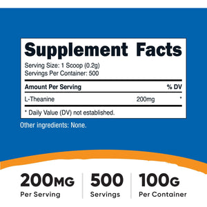 Nutricost L-Theanine Powder 100 Grams - Gluten Free & Non-Gmo