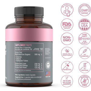 Beef Organ Supplement for Women | Supports Hormone Balance | Ovary, Uterus & Reproductive Nourishment + Liver, Kidney & Heart for Cycle Harmony, Mood Ease & Feminine Energy | 90 Day Supply