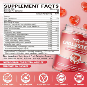 Cholesterol Supplements Gummies Sugar Free, Plant Sterols and Stanols Supplements plus Citrus Bergamot, Coq10 & Vitamins, Organic, Vegan, Natural Mixed Berry Flavor, 60 Chewables