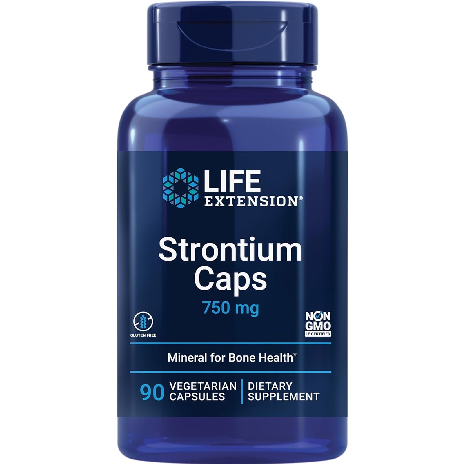 Life Extension Strontium Caps, Trace Mineral for Advanced Bone Health Support, Gluten Free, Non-Gmo, Vegetarian, 90 Capsules