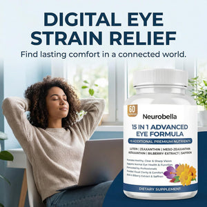 15-In-1 Advanced Eye Formula, Eye Support Formula for Daily Comfort with Lutein, Zinc, Luteolin, 60 Capsules