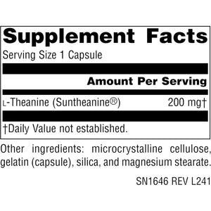 Source Naturals Serene Science L-Theanine, Made with Suntheanine, for Focused Relaxation, 200 Mg - 60 Capsules