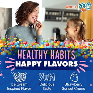 Dippin Dots - Melatonin Gummies for Kids & Adults (60 Days Supply) Strawberry Sunset Creme Flavor | 2.5Mg per Kids Melatonin Supplement for Faster, Longer Sleep | Gummies for Children (120 Count)