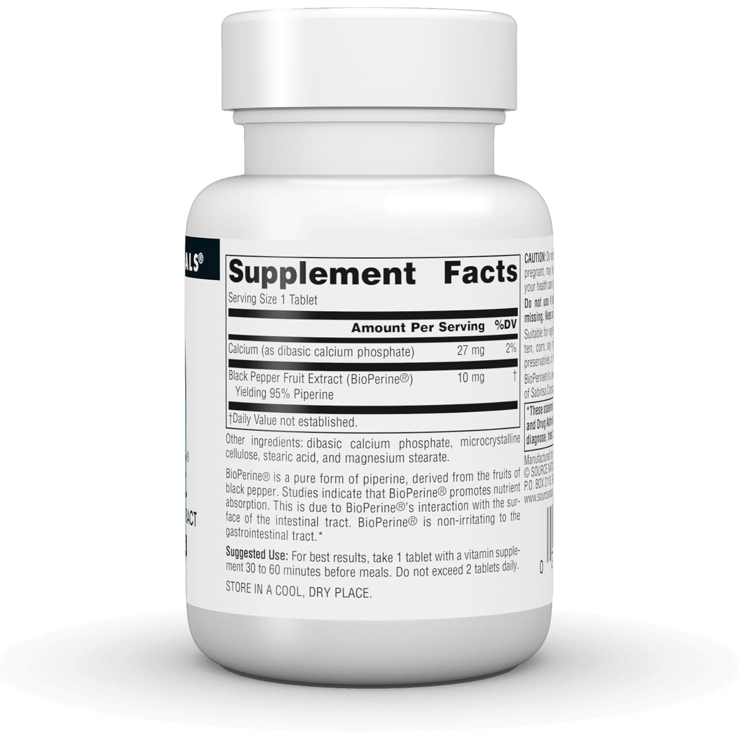 Source Naturals Bioperine - Black Pepper Fruit Extract, Promotes Nutrient Absorption* 10 Mg, 120 Tablets