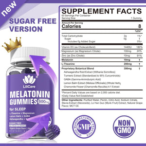Melatonin Gummies 10Mg 20Mg for Adults Sugar Free, Extra Strength W/ L-Theanine, Ashwagandha, Magnesium, Turmeric, GABA, Lemon Balm and Chamomile for Healthy Circadian Rhythm, Vegan Grape Flavor, 60Ct
