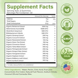 GLP1 Supplement | GLP Gummies Activates GLP-1 & AMPK with Akkermansia Probiotics, Berberine&More,Gut Health, Energy & Metabolism - 1 Pack, 90 Gummies