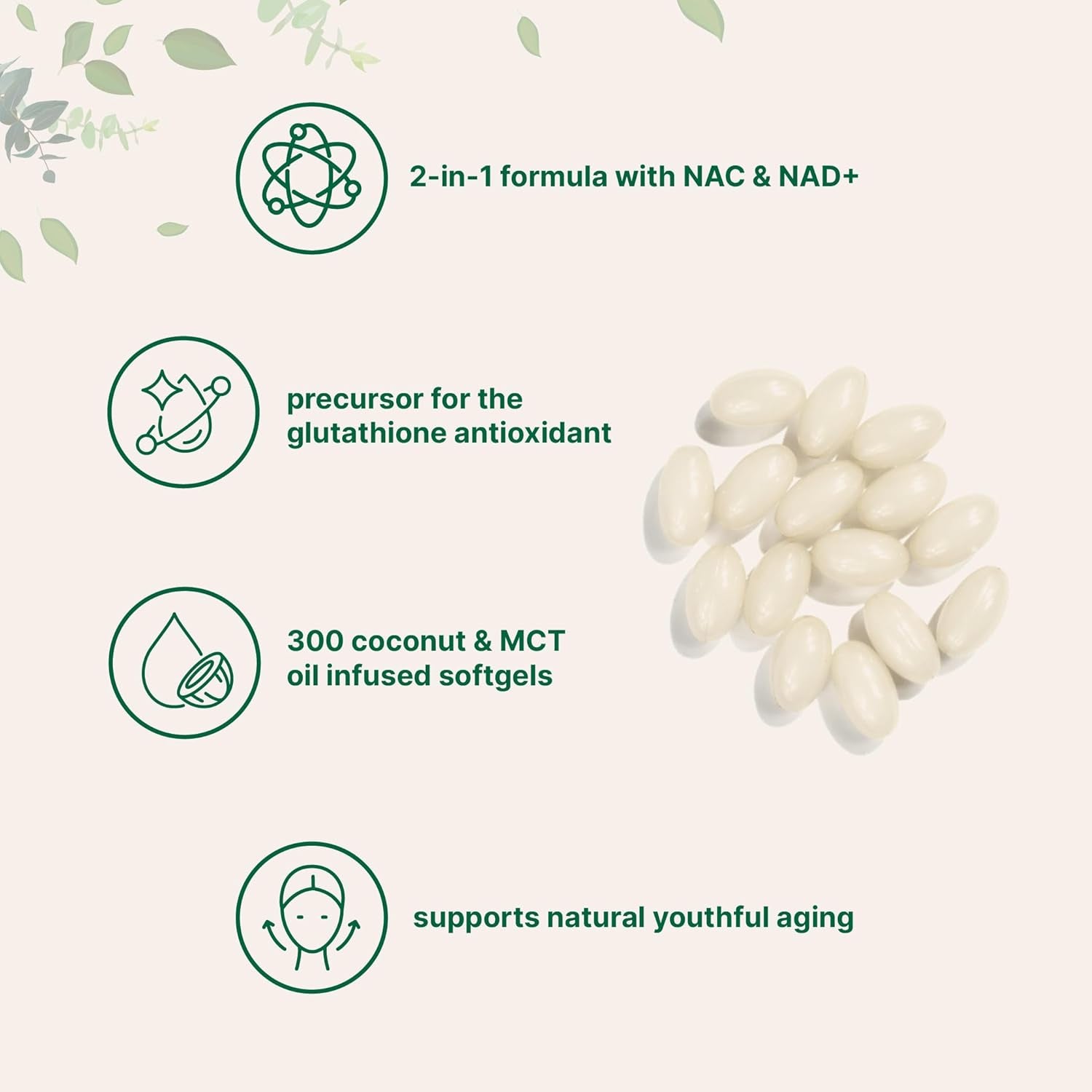 Micro Ingredients NAC Supplement 600Mg with NAD+ & Coconut Oil, 300 Softgels | 2-In-1 N Acetyl L Cysteine plus Nicotinamide Forms | NAD Supplements for Women & Men | Non-Gmo, Gluten Free
