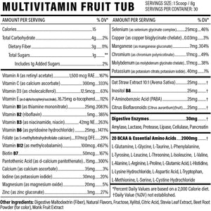 Sport Formula 99 Multivitamin Powder - Drink Mix for Men Women BCAA Amino Acids Won’T Upset Your Stomach - Keto Vegan Multivitamin Fruit Punch - Electrolytes Super B Complex Digestive Enzyme