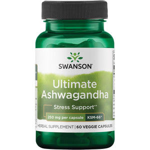 Swanson Ultimate Ashwagandha KSM-66 - Herbal Supplement Supporting Healthy Stress Levels & Relaxation - Natural Formula to Promote a Calm & Relaxed Mindset - (60 Veggie Capsules, 250Mg Each)