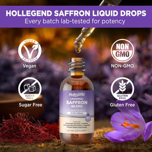 Liposomal Saffron Drops for Kids & Adults, Organic Saffron Supplement W/Magnesium, L-Theanine and Vitamins for Stress, Focus, Vision and Energy Support, Vegan, Natural Lemon Flavor, 2 FL OZ