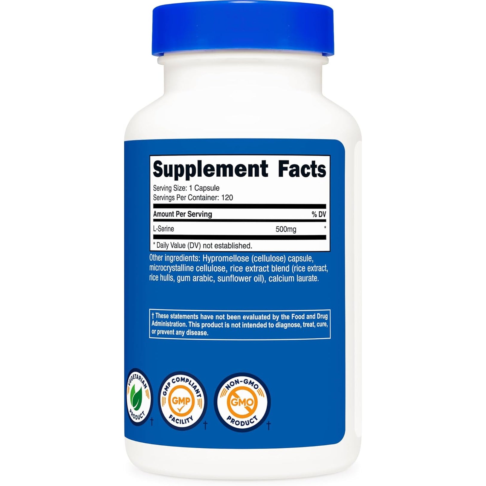 Nutricost L-Serine 500Mg, 120 Capsules, 120 Servings - Vegetarian Capsules, Non-Gmo, Gluten Free