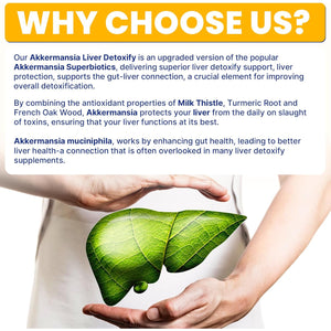 Liver Detoxify Repair & Cleanse, 20 Billion Afu Akkermansia Probiotic with Milk Thistle, Dandelion & Turmeric, 8-In-1 Herbal Formula for Liver Support & Renew, Antioxidant, Gut & Skin Health, 60 Caps
