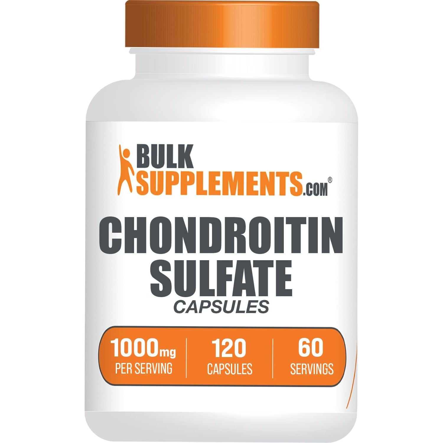 Bulksupplements.Com Chondroitin Sulfate Capsules - Nutritional Supplement, Chondroitin Sulfate 1000 Mg - Gluten Free, 2 Capsules per Serving, 120 Count (Pack of 1)