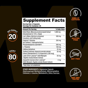 ONNIT Alpha Brain Black Label Capsules, IGEN Non-Gmo Tested Citicoline Brain Supplement for Concentration and Memory, Lion’S Mane, Lutemax Lutein, L Theanine and Mucuna Pruriens, 80 Count