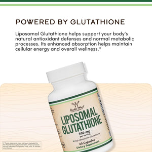 Liposomal Glutathione Supplement 500Mg per Serving, 60 Capsules (Vegan Safe, Non-Gmo) Max Absorption Liposomal Glutathione with Genuine Smell and Taste by Double Wood