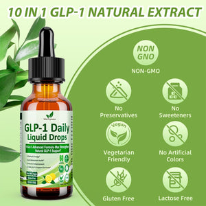 GLP-1 Support Liquid Drops, 10-In-1 Formula with Berberine, Ceylon Cinnamon, Prebiotic Fiber & Green Tea Extract | Support Healthy Metabolism, Digestive & Gut Health for Women & Men | Vegan, Non-Gmo